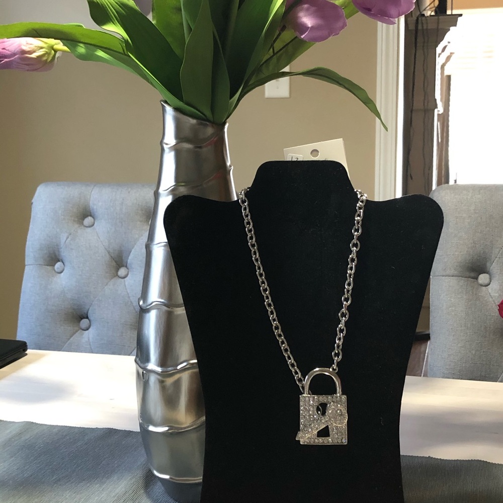 Silver lock & key necklace